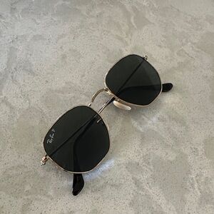 Ray-Ban Gold Frame Sunglasses with Black Lenses Polarized